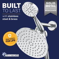 Built to Last 3-Spray Dual Shower Head Combo Chrome / 1.75 GPM - The Shower Head Store