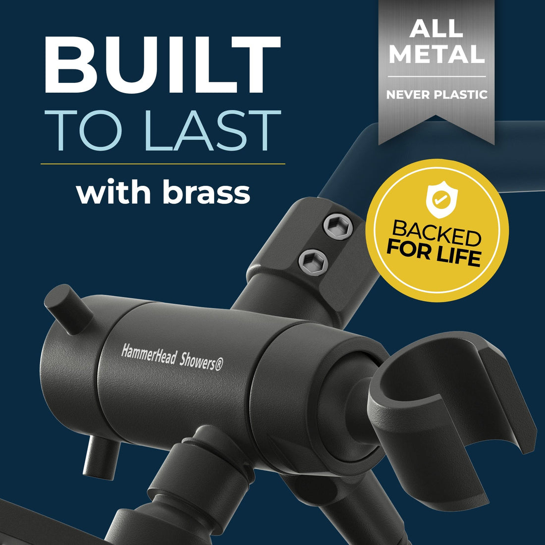 Built To Last Diverter with Holder Matte Black  - The Shower Head Store