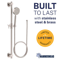 Built to Last ALL Metal Shower Slide Bar with Hand Held Shower Head & Hose Brushed Nickel / 2.5 GPM Brushed Nickel / 1.75 GPM - The Shower Head Store