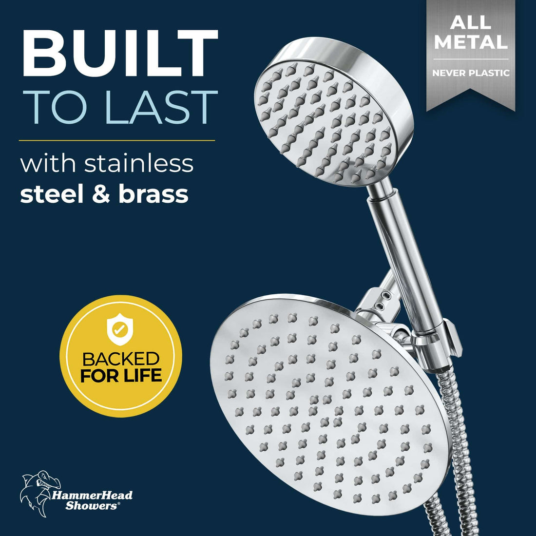 Built to Last 1-Spray Dual Shower Head Chrome / 2.5 - The Shower Head Store