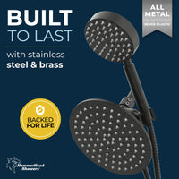 Built to Last 1-Spray Dual Shower Head Matte Black / 2.5 - The Shower Head Store