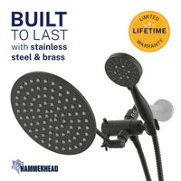 Built to Last 3-Spray Dual with Adjustable Arm Matte Black / 2.5 GPM - The Shower Head Store