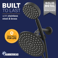 Built to Last 1-Spray Dual Shower Head Matte Black / 2.5 - The Shower Head Store