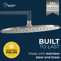 Built to Last 12 Inch Rain Shower Head Brushed Nickel / 2.5 - The Shower Head Store