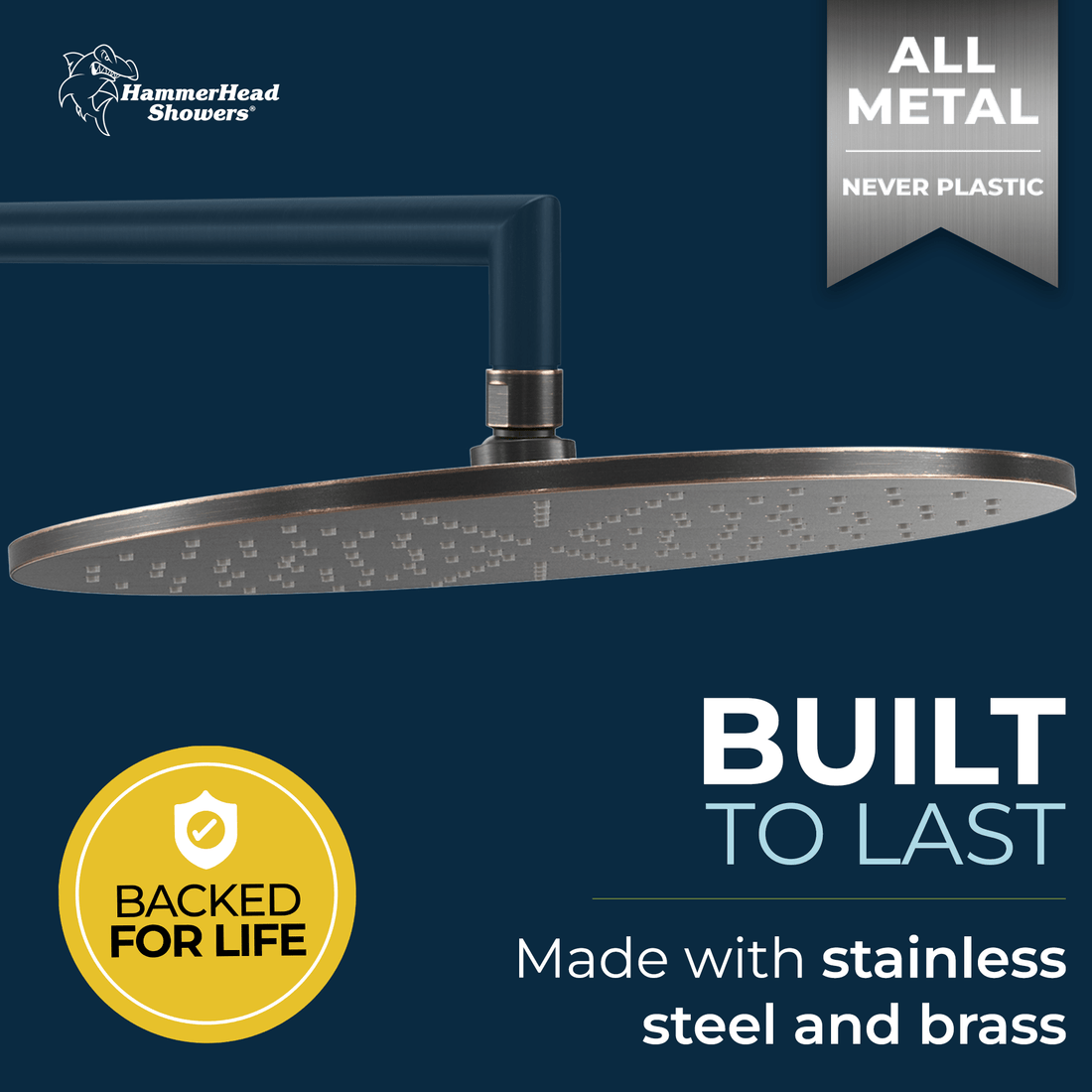 Built to Last 12 Inch Rain Shower Head Oil Rubbed Bronze  / 2.5 - The Shower Head Store