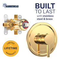 Built to Last Valve and Trim - All Metal 1-Handle Tub and Shower Valve with Trim Kit Polished Brass - The Shower Head Store