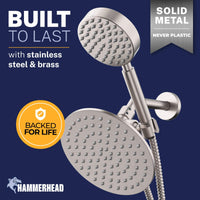 Built to Last 1-Spray Dual Shower Head Brushed Nickel / 2.5 - The Shower Head Store