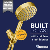 Built to Last All Metal Handheld Shower Head Set 1-Spray Chrome - The Shower Head Store Brushed Gold / 2.5 GPM Brushed Gold / 1.75 GPM