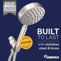 Built to Last All Metal Handheld Shower Head Set 1-Spray Chrome - The Shower Head Store Brushed Nickel / 2.5 GPM Brushed Nickel / 1.75 GPM