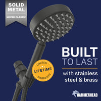Built to Last All Metal Handheld Shower Head Set 1-Spray Chrome - The Shower Head Store Matte Black / 2.5 GPM Matte Black / 1.75 GPM