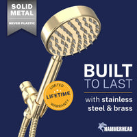 Built to Last All Metal Handheld Shower Head Set 1-Spray Chrome - The Shower Head Store Polished Brass / 2.5 GPM Polished Brass / 1.75 GPM