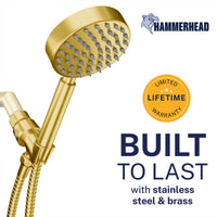 Built to Last All Metal Handheld Shower Head Set 1-Spray Chrome - The Shower Head Store Brushed Gold / 2.5 GPM Brushed Gold / 1.75 GPM