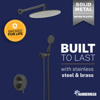 Built to Last 2-Handle Shower System with 10" Rain, Diverter & Handheld Matte Black / 2.5 GPM - The Shower Head Store