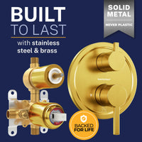 Built to Last 2-Handle Valve and Trim Brushed Gold - The Shower Head Store