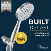 Built to Last HammerHead Showers All Metal 2.5 GPM 3-Spray Hand Held Shower Head Set Sprays, 2.5 / Brushed Nickel