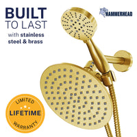 Built to Last 3-Spray Dual Shower Head Combo Brushed Gold / 2.5 GPM - The Shower Head Store