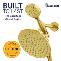 Built to Last 3-Spray Dual Shower Head Brushed Gold / 1.75 GPM - The Shower Head Store