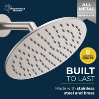 Built to Last 8 Inch Round Rain Shower Head Brushed Nickel / 2.5 - The Shower Head Store