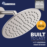 Built to Last 8 Inch Round Rain Shower Head Brushed Nickel / 2.5 GPM Brushed Nickel / 1.75 GPM - The Shower Head Store