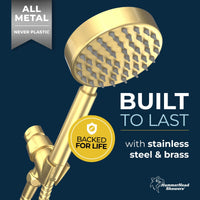 Built to Last All Metal Shower Head Filter with 1-Spray Handheld Shower Head Set Brushed Gold / 2.5 GPM Brushed Gold / 1.75 GPM - The Shower Head Store