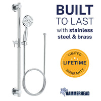 Built to Last Slide Bar with 3-Spray Hand Held Shower Head & Hose Chrome / 2.5 GPM Chrome / 1.75 GPM - The Shower Head Store