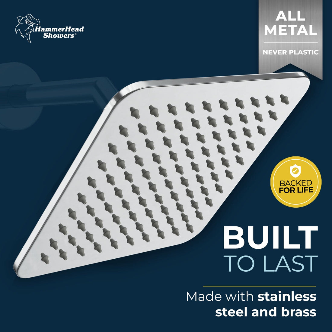 Built to Last Square Rain Shower Head Chrome/ 2.5 - The Shower Head Store