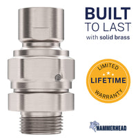 Built to Last Swivel Adapter with Extended Threads for a Leak Free Seal HammerHead Showers Brushed Nickel - The Shower Head Store