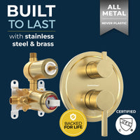 Built to Last 2-Handle Valve and Trim Brushed Gold - The Shower Head Store