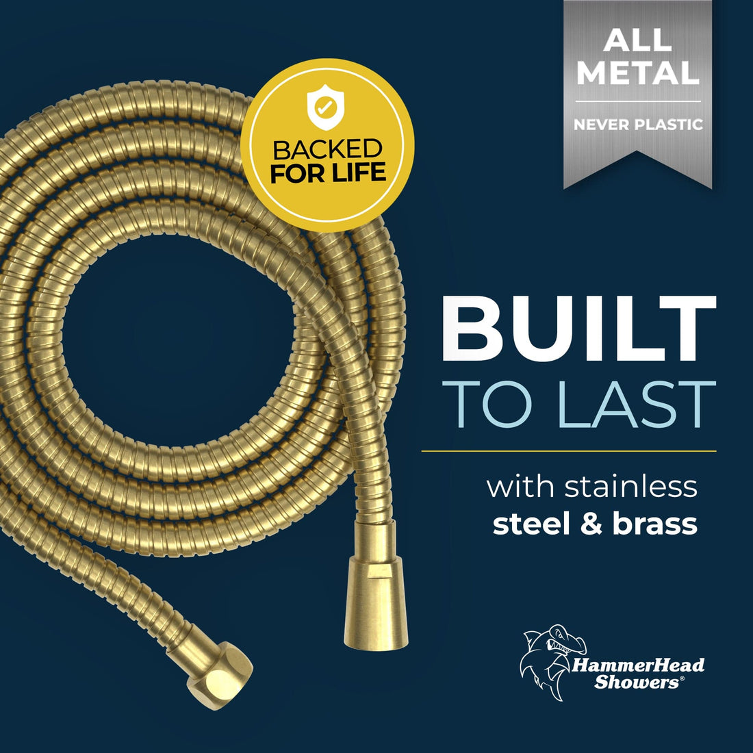 Built to Last Shower Hose Attachment for Shower Head Brushed Gold / 72 Inches - The Shower Head Store