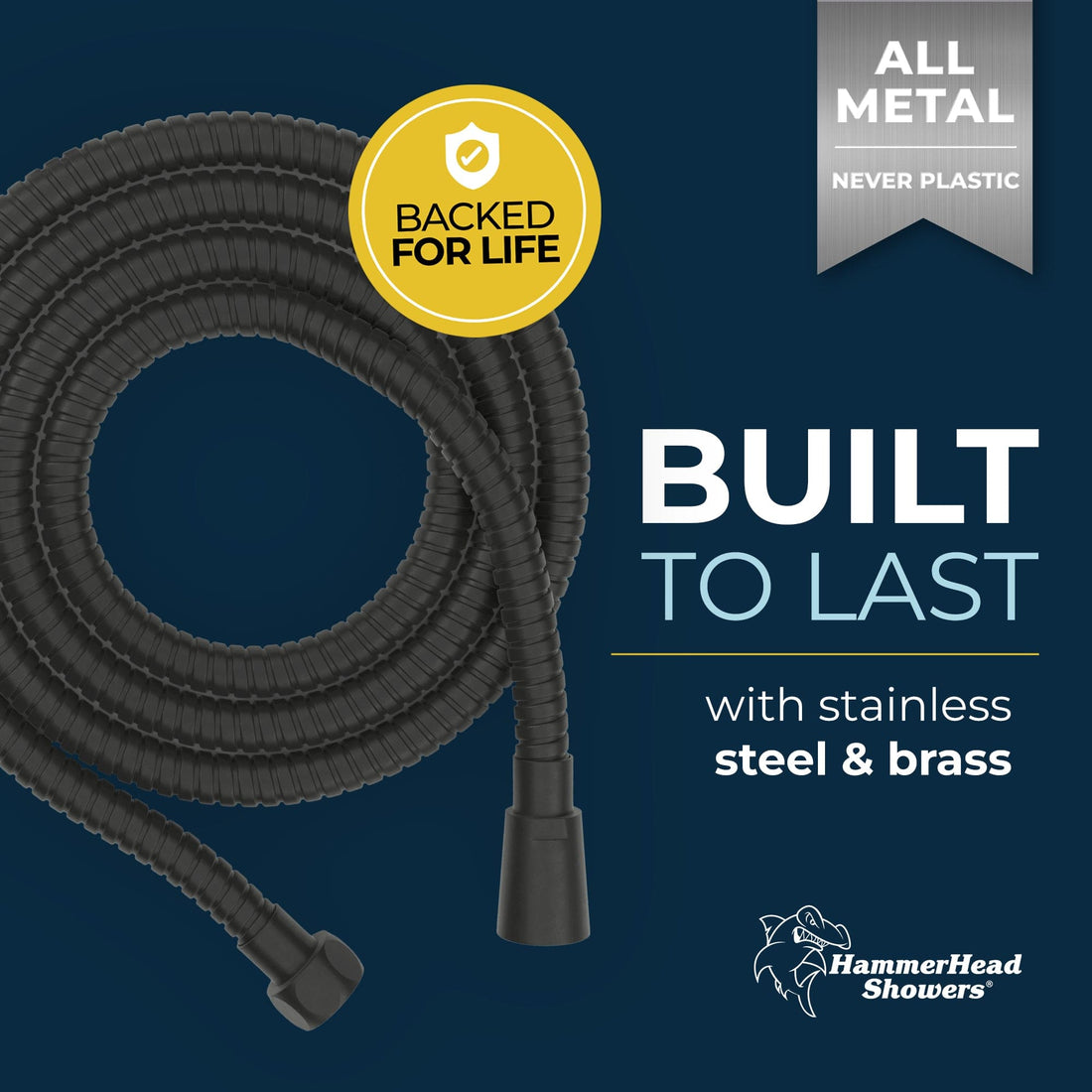 Built to Last Shower Hose Attachment for Shower Head Matte Black / 72 Inches - The Shower Head Store