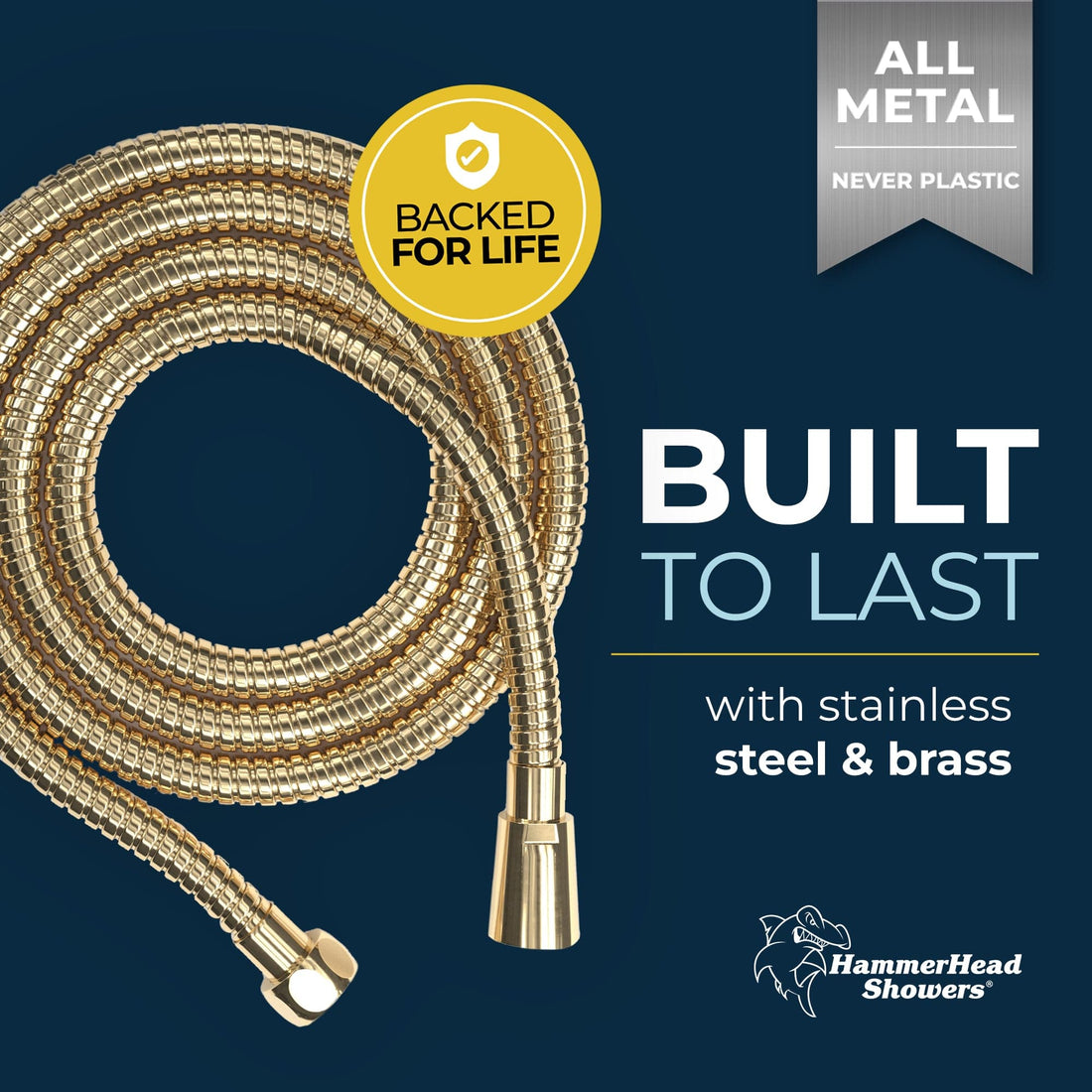 Built to Last Shower Hose Attachment for Shower Head Polished Brass / 72 Inches - The Shower Head