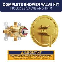 Complete Valve Kit Valve and Trim - All Metal 1-Handle Tub and Shower Valve with Trim Kit Brushed Gold - The Shower Head Store