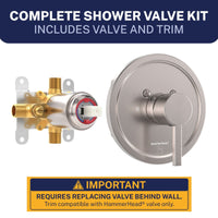 Complete Valve Kit Valve and Trim - All Metal 1-Handle Tub and Shower Valve with Trim Kit Brushed Nickel - The Shower Head Store