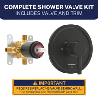Complete Valve Kit Valve and Trim - All Metal 1-Handle Tub and Shower Valve with Trim Kit Matte Black - The Shower Head Store
