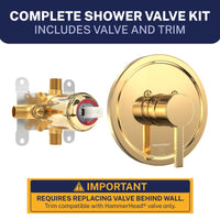 Complete Valve Kit Valve and Trim - All Metal 1-Handle Tub and Shower Valve with Trim Kit Polished Brass - The Shower Head Store