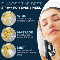 Choose the Best Spray All Metal 3-Spray Dual Shower Head Combo with Hand Held & Rain Shower - Brushed Gold - The Shower Head Store
