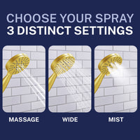 Choose the Best Spray 3-Spray Handheld Shower Head Set Brushed Gold / 2.5 GPM Brushed Gold / 1.75 GPM - The Shower Head Store