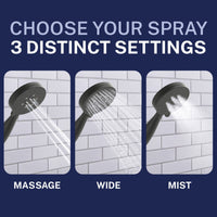 Features 3-Spray Handheld Shower Head Set with Valve and Trim Matte Black / 2.5 - The Shower Head Store