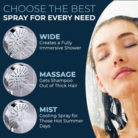 Switch Between Wide Mist and Massage All Metal 3-Spray Dual Shower Head Combo Chrome / 2.5 GPM - The Shower Head Store