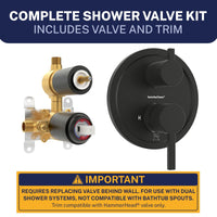 Complete Kit 2-Handle Valve and Trim Matte Black - The Shower Head Store