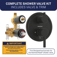 Complete Kit 2-Handle Valve and Trim Matte Black - The Shower Head Store