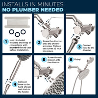 Installation 1-Spray Dual Shower Head Brushed Nickel / 2.5 - The Shower Head Store