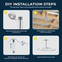 Installation Straight Shower Arm Brushed Gold / 6 Inch - The Shower Head Store