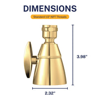 Dimensions HammerHead Showers 2-Inch Shower Head Polished Brass / 2.5 GPM Polished Brass / 1.75 GPM - The Shower Head Store