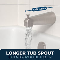 Long Tub Spout with Valve and Trim 3-Spray Handheld and Shower Arm Brushed Nickel / 2.5 - The Shower Head Store