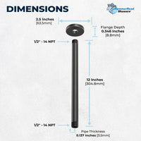 Dimensions Straight Shower Arm Oil Rubbed Bronze / 12 Inch - The Shower Head Store