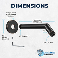 Dimensions All Metal 7" Shower Arm Oil Rubbed Bronze - The Shower Head Store