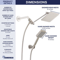 Inclusion Square Dual Shower Head Set Brushed Nickel / 2.5 - The Shower Head Store