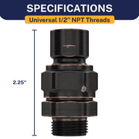 Dimensions Swivel Adapter - 100% METAL Shower Head Swivel Adapter To Adjust Showerhead Angle, Oil Rubbed Bronze - The Shower Head Store
