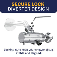 Secure Lock HammerHead Showers Solid Brass 3-Way Diverter With Handheld Shower Holder Chrome - The Shower Head Store